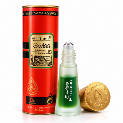 Al-Nuaim Swiss Firdaus Attar | 6ml Alcohol-Free Roll-On Perfume Oil | Long-Lasting Floral Ittar for Men & Women
