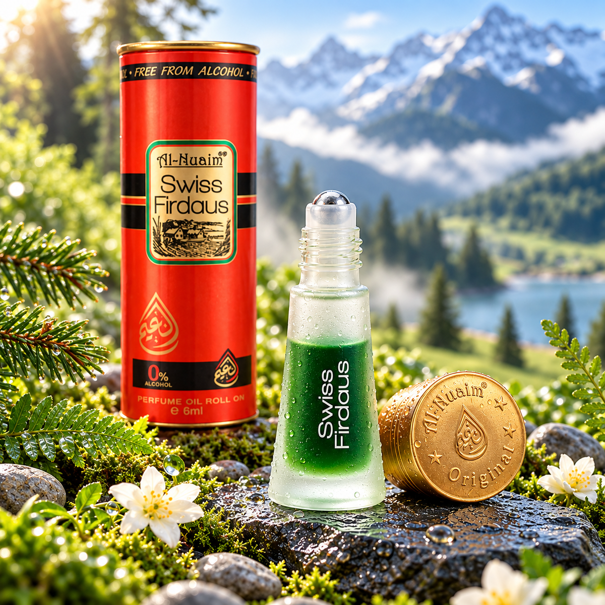 Al-Nuaim Swiss Firdaus Attar | 6ml Alcohol-Free Roll-On Perfume Oil | Long-Lasting Floral Ittar for Men & Women